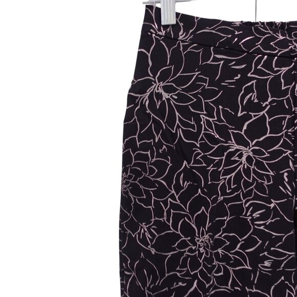 NWT Isaac Mizrahi Live! 24/7 Stretch Ankle-Length Foil Pants Sz 0 Black Pull On - Picture 3 of 8
